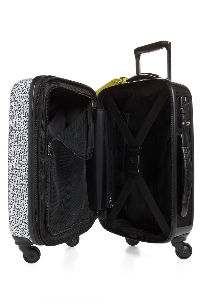 Cuir LGP 18-Inch Rolling Spinner Carry-On, Alternate, color, BLACK/ WHITE