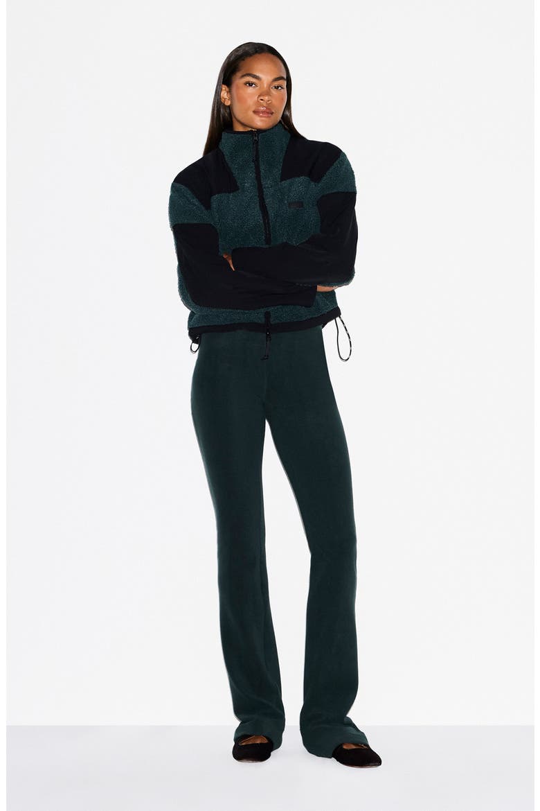Faux Shearling Zip Jacket, Alternate, color, DARK TEAL