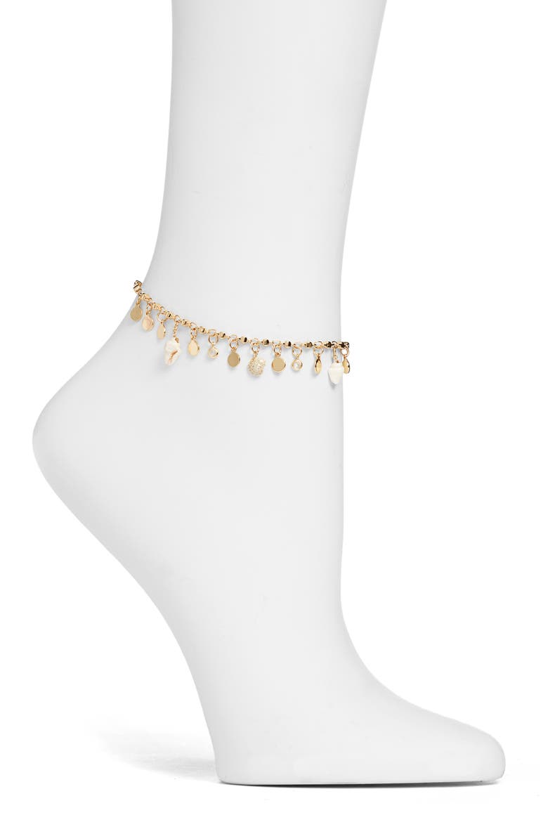 Shell Anklet, Main, color, GOLD