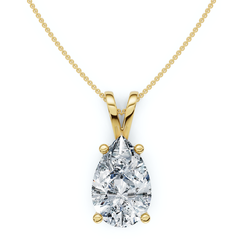 Bliss Diamond 4ct Solitaire Diamond Pendant Lab Grown 14k Gold In Yellow Gold