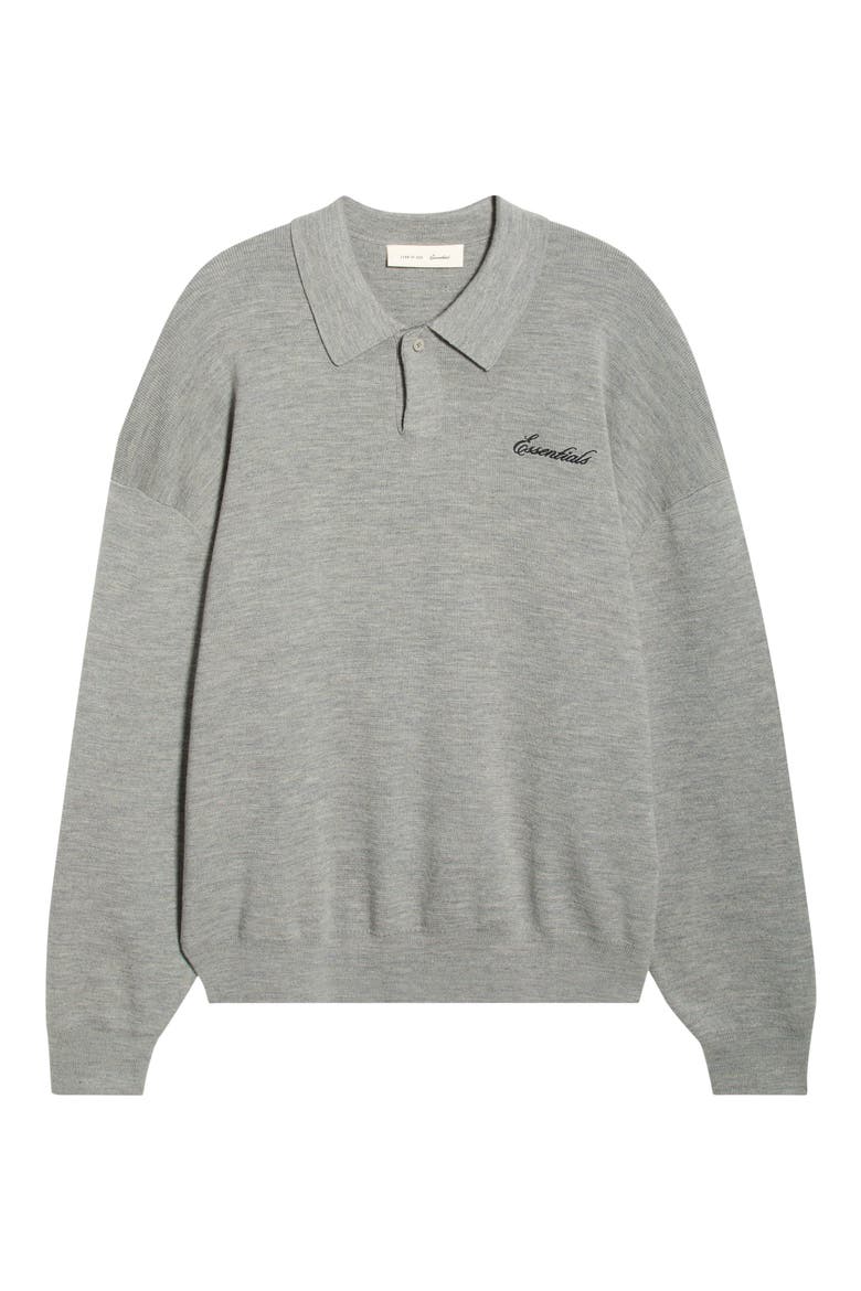 Signature '90s Merino Wool Polo Sweater, Alternate, color, CONCRETE HEATHER