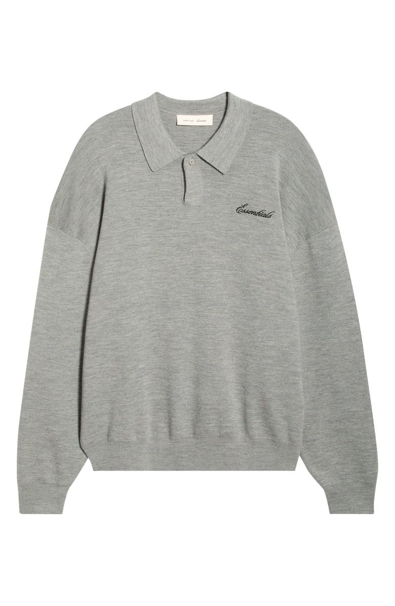 Fear of God Essentials Signature '90s Merino Wool Polo Sweater, Main, color, Concrete Heather