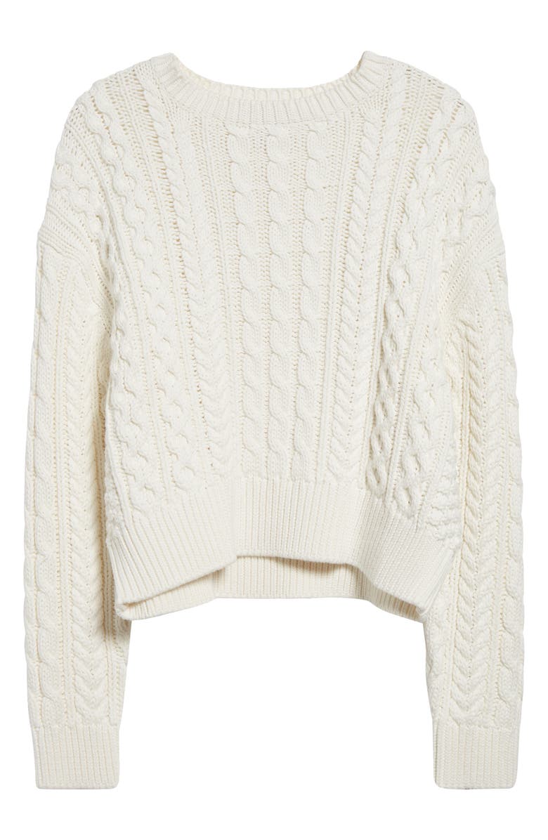 Nili Lotan Rory Cable Cotton Crewneck Sweater, Main, color, 