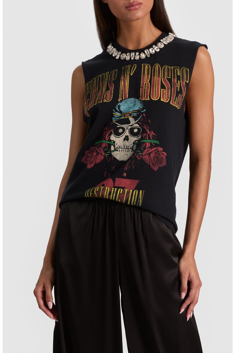 Micah Rhinestone Detail Graphic Muscle T-Shirt, Main, color, GUNS N ROSES