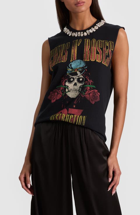 Micah Rhinestone Detail Graphic Muscle T-Shirt