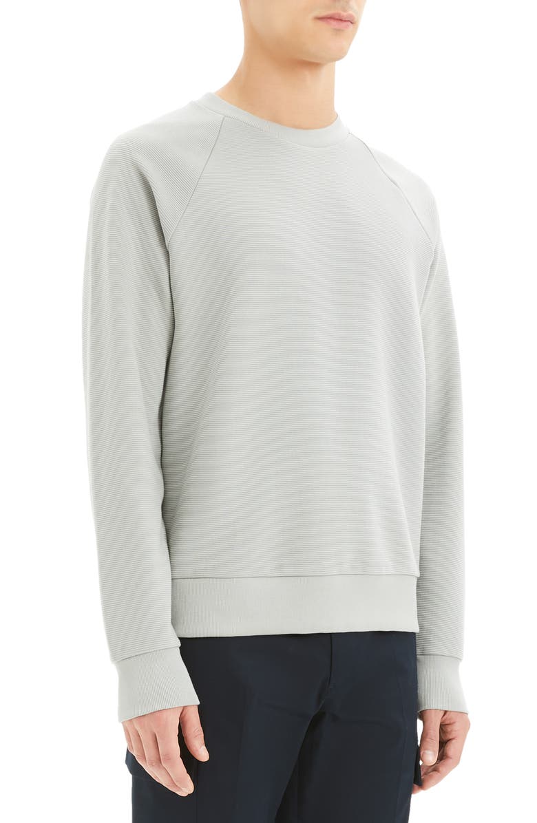Theory Otto Regular Fit Crewneck Pinstripe Sweatshirt, Alternate, color, Ice Green