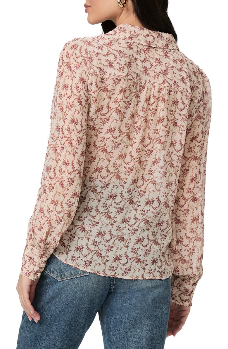PAIGE Gardener Floral Silk Button-Up Shirt, Alternate, color, Cream/ Flagstone
