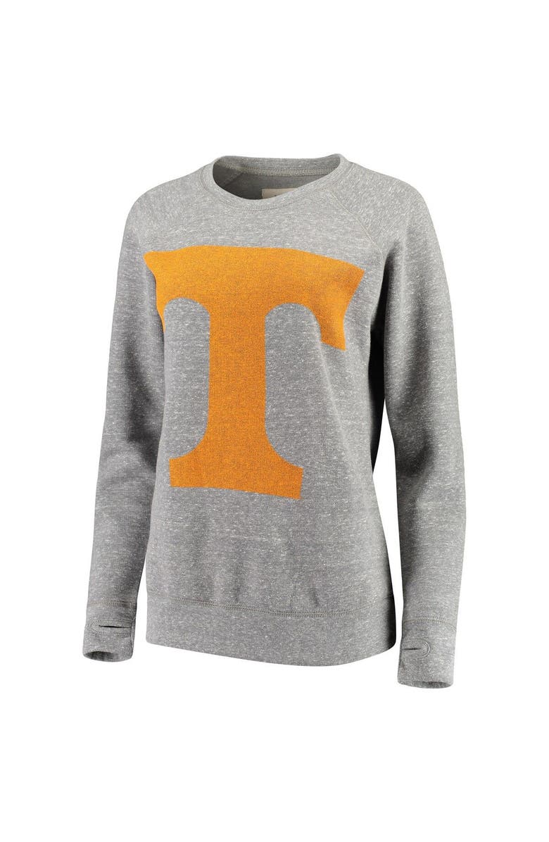 PRESSBOX Women's Pressbox Heathered Gray Tennessee Volunteers Big Team Logo Knobi Fleece Tri-Blend Crew Neck Sweatshirt, Alternate, color,