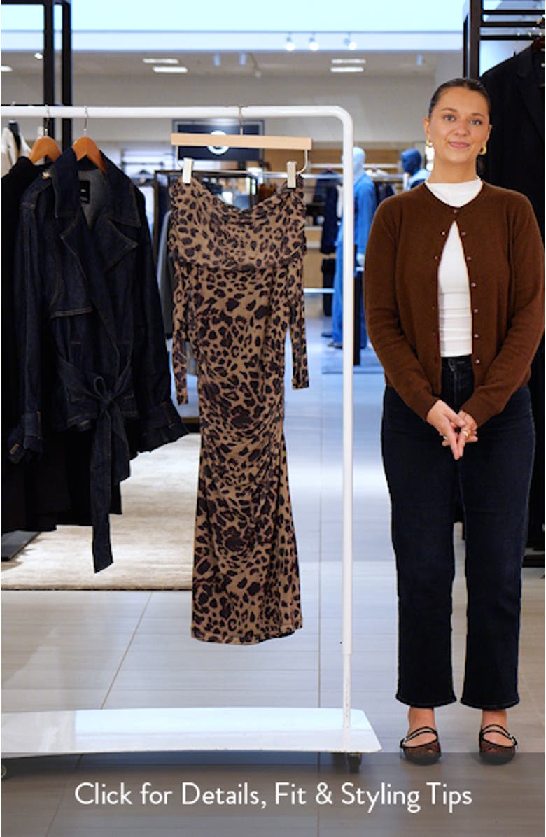 Ihparda Leopard Print Off the Shoulder Midi Dress, sales video thumbnail