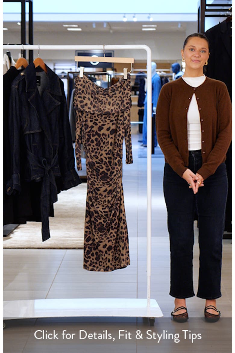 Ihparda Leopard Print Off the Shoulder Midi Dress video