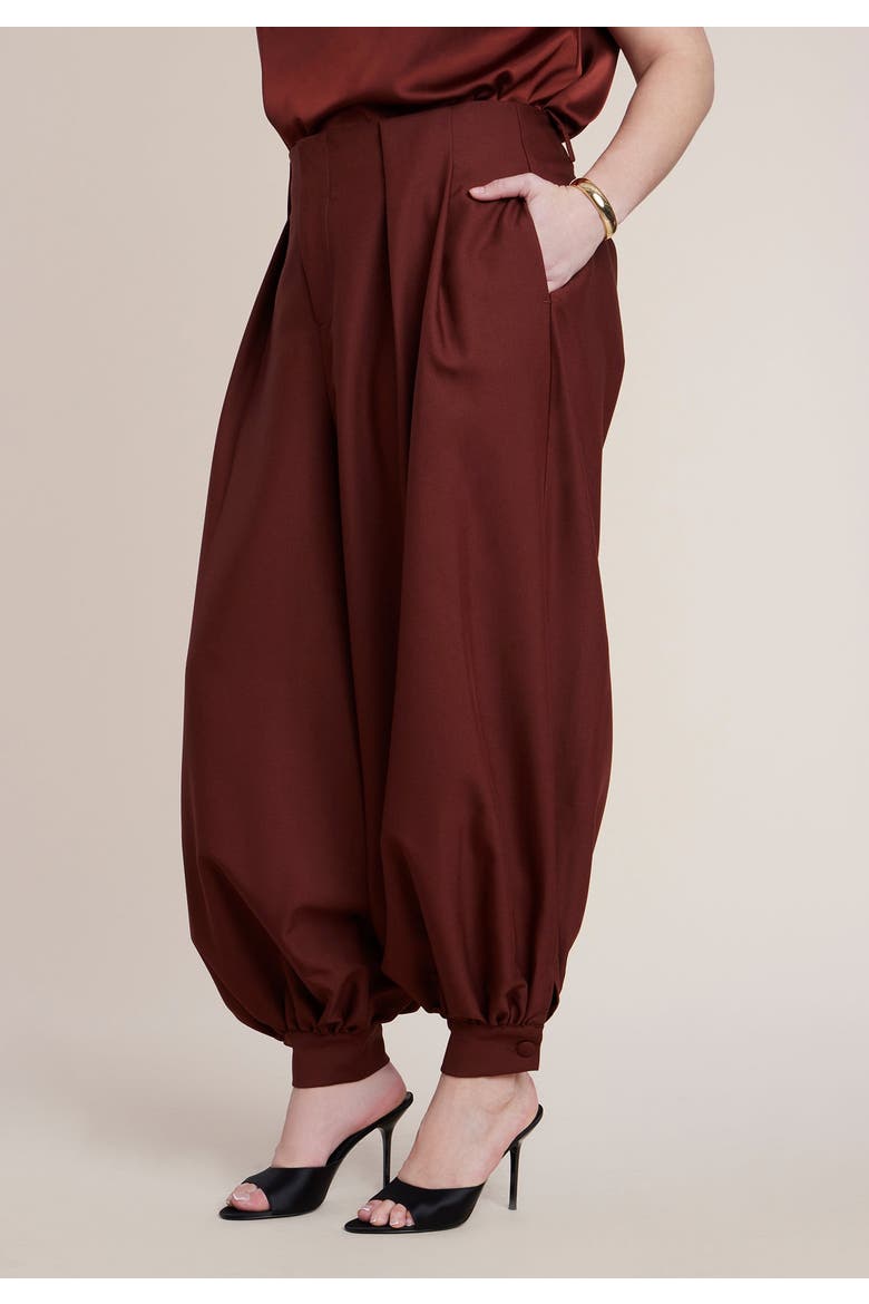 Balloon Trouser With Pleats, Alternate, color, CABERNET
