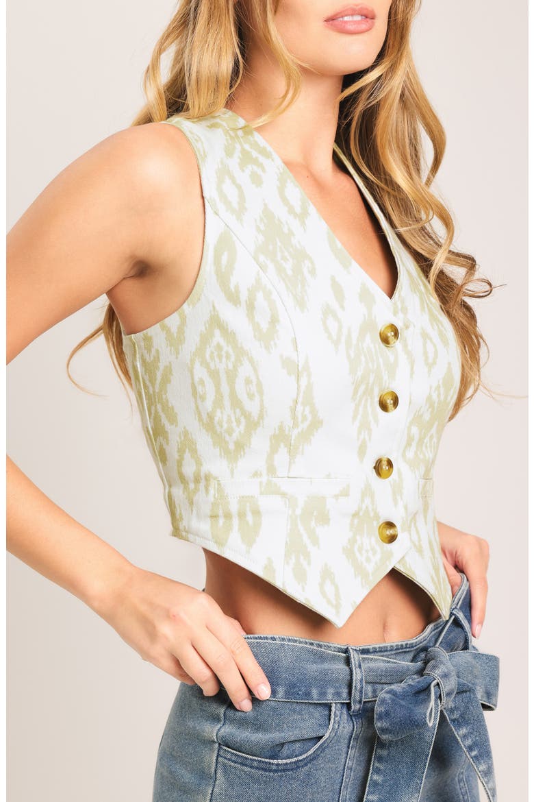 Print Cropped Vest, Alternate, color, IVORY
