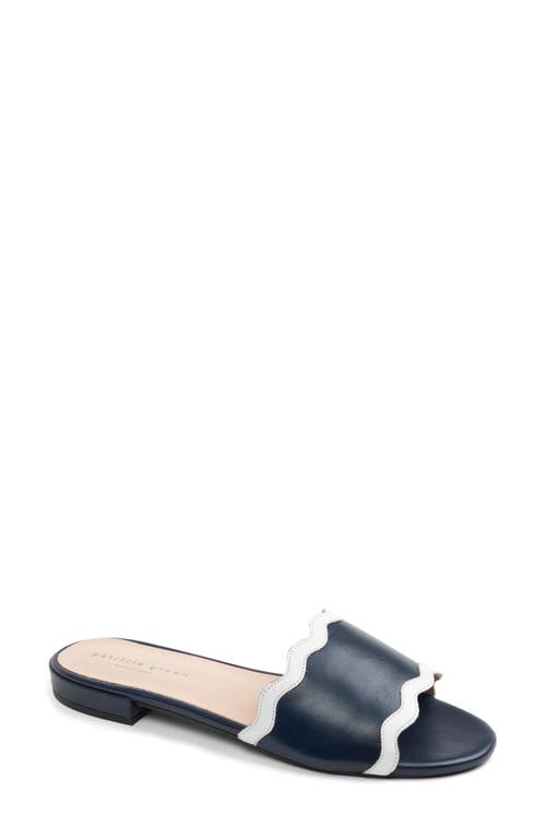 Shop Patricia Green Emma Raffia Slide Sandal In Navy/white Leather