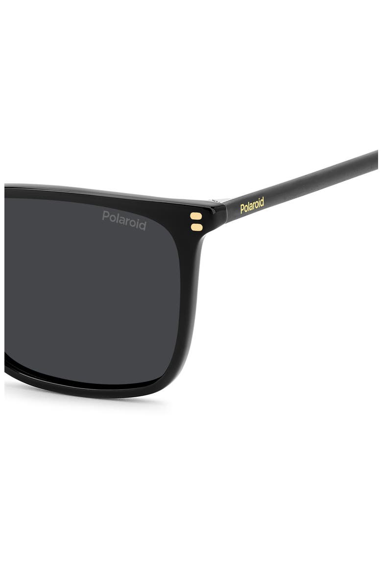 55mm Polarized Rectangular Sunglasses, Alternate, color, BLACK/ GREY