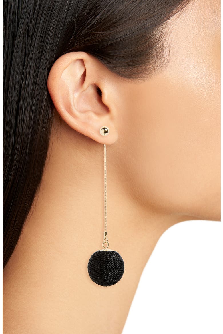 Ball Drop Ear Jackets, Alternate, color, GOLD/ BLACK
