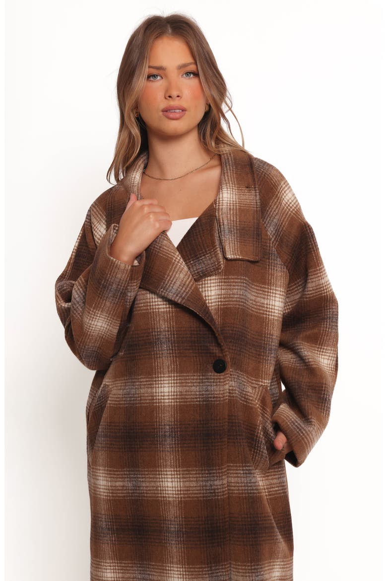 Maya Plaid Coat, Alternate, color, BROWN CHECK