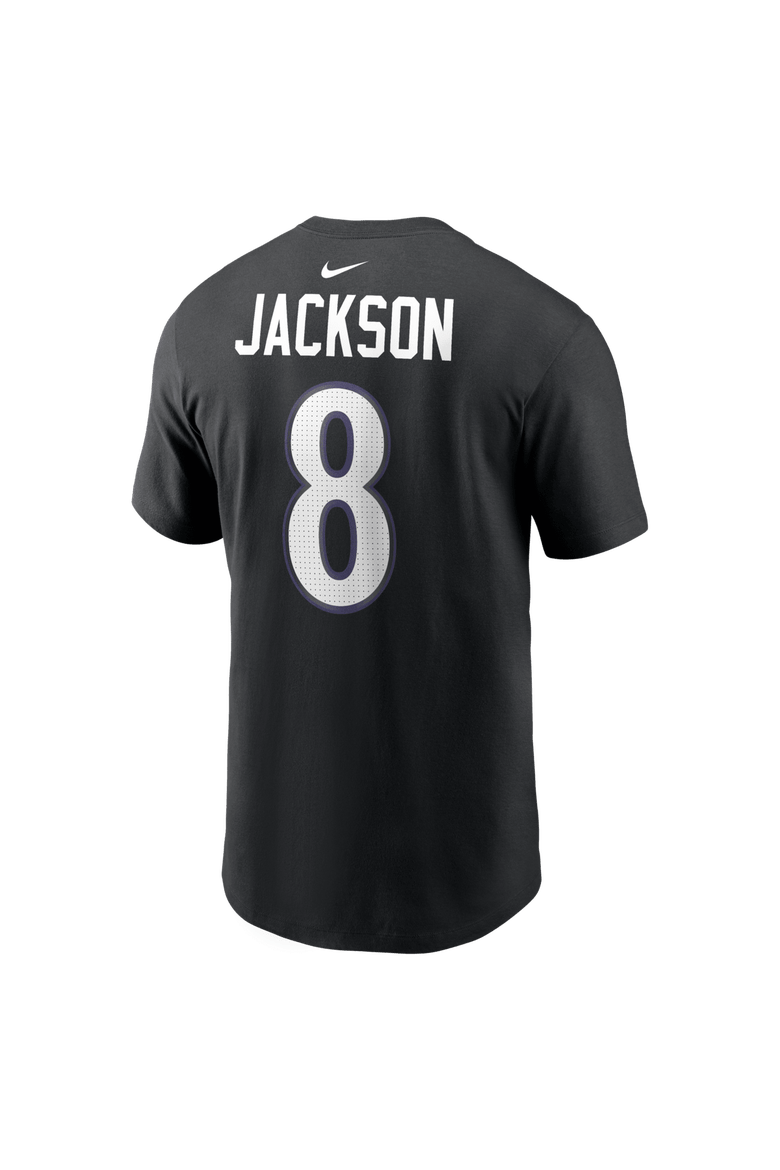 Men's Nike Lamar Jackson Black Baltimore Ravens Name & Number T-Shirt, Alternate, color, Black