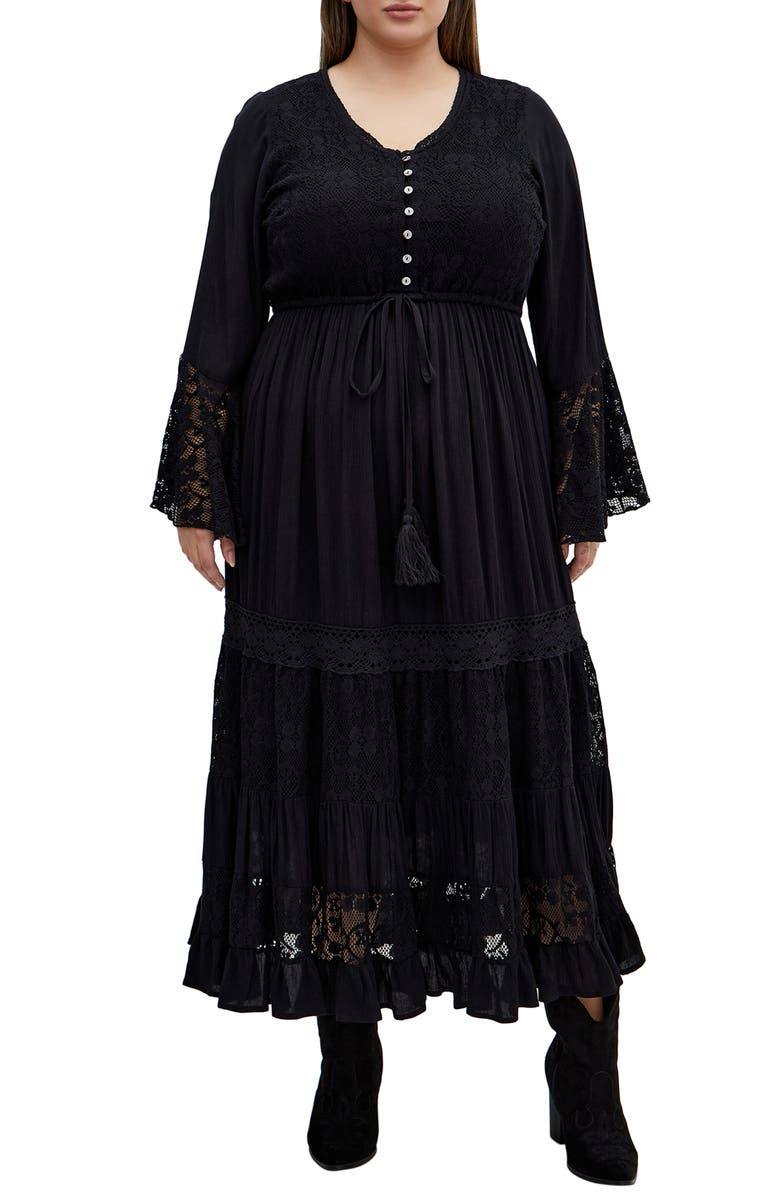 City Chic Tisha Lace Long Sleeve Maxi Dress, Main, color, 