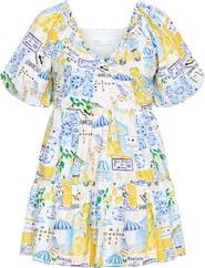 City Chic Fantasy Amalfi Print Tiered Minidress
