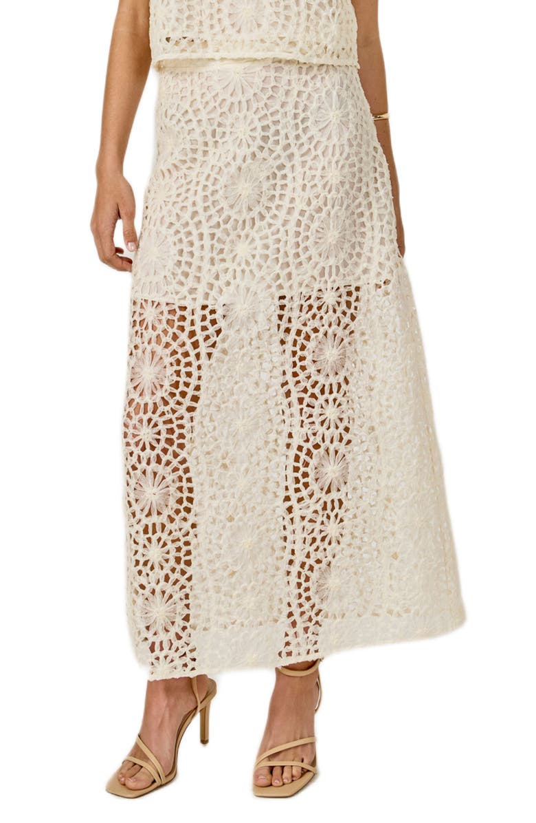 Endless Rose Textured Open Stitch Midi Skirt, Main, color, Cream
