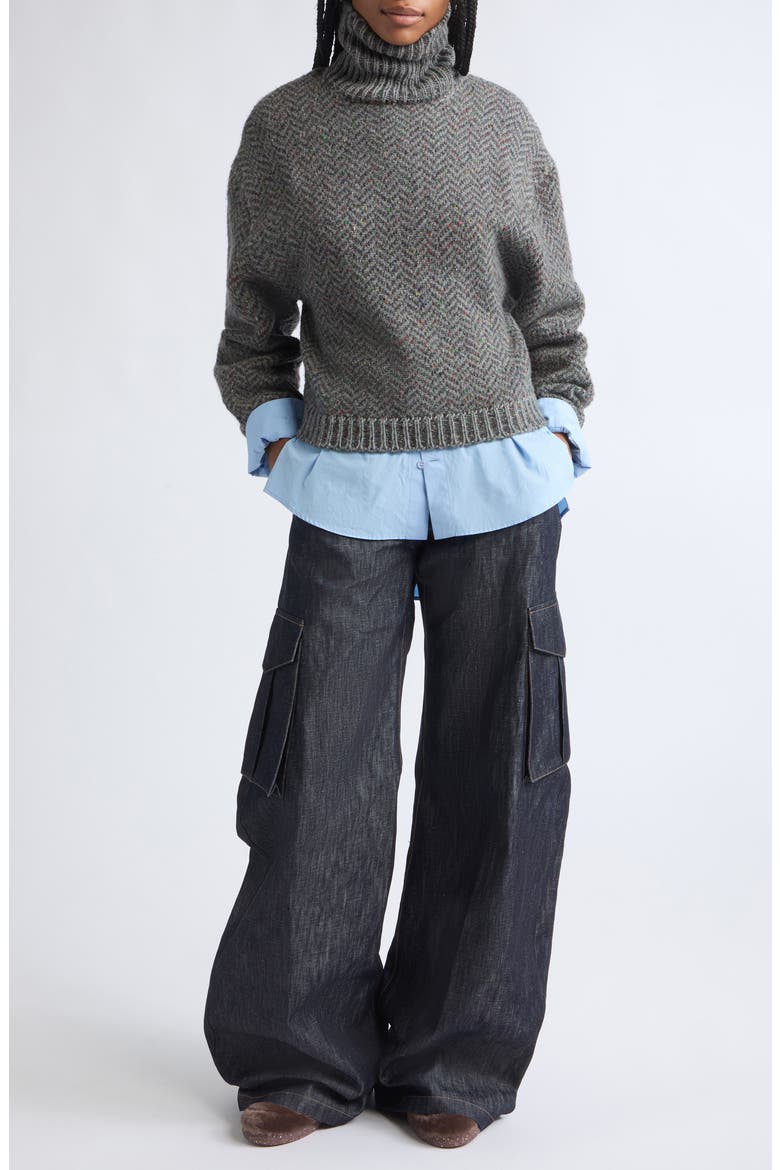 Eos Cotton & Linen Denim Barrel Leg Cargo Pants, Alternate, color, DENIM