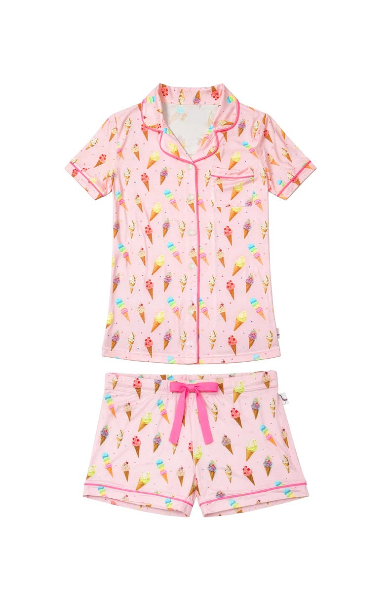 Preppy Goose Ice Cream Print Short Sleeve Jersey PJ, Main, color, Pink Multi