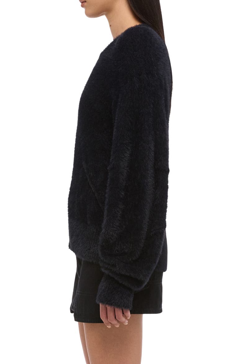 Apex Eyelash Faux Fur Sweater, Alternate, color, BLACK
