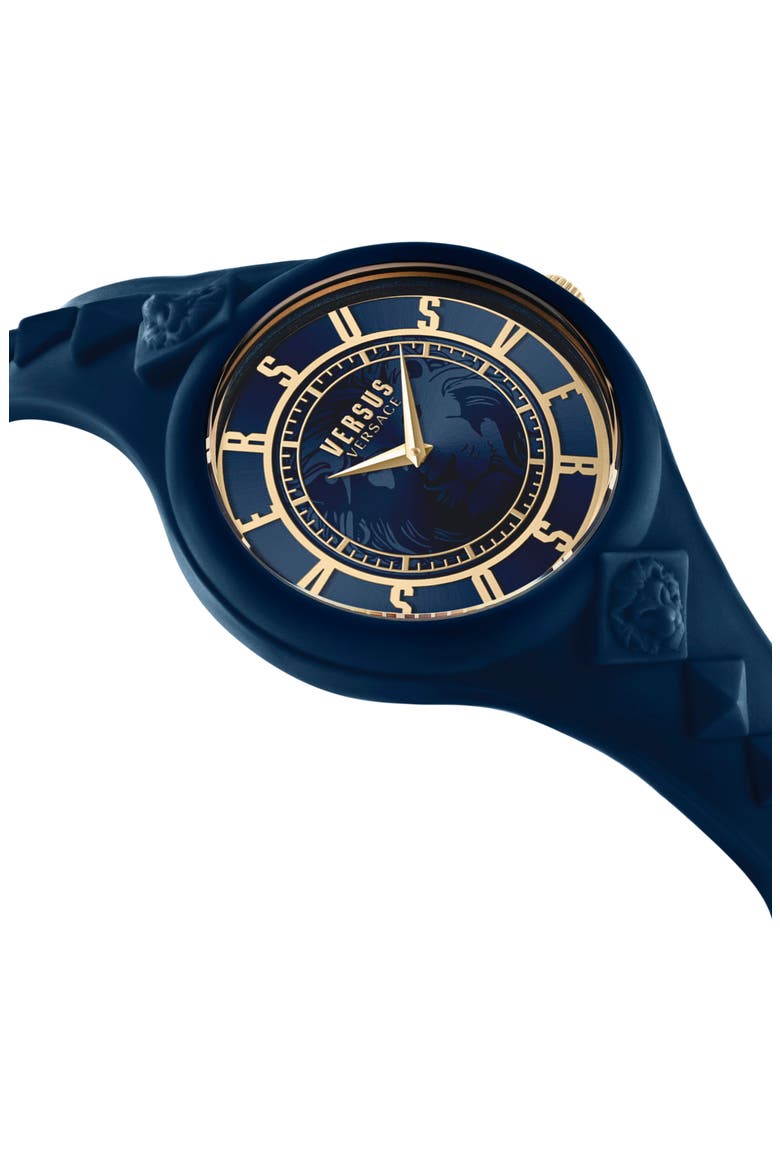 Versace Silicone Strap Watch, 39mm & Zip Case, Alternate, color, BLUE
