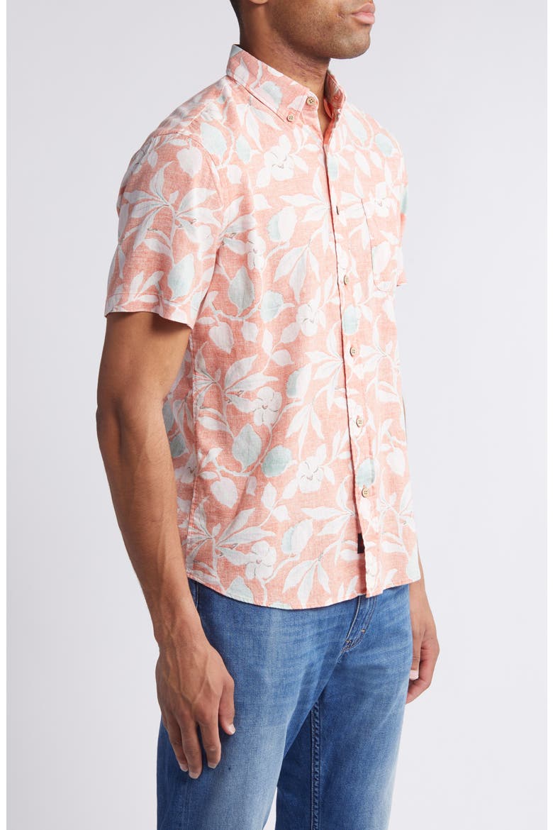 Breeze Short Sleeve Button-Down Shirt, Alternate, color, GINGER FLORAL