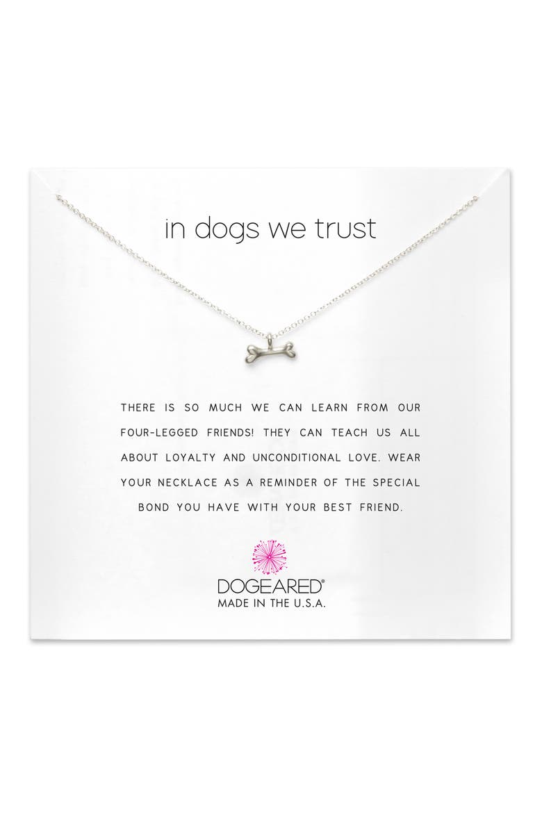 In Dogs We Trust Pendant Necklace, Main, color, SILVER