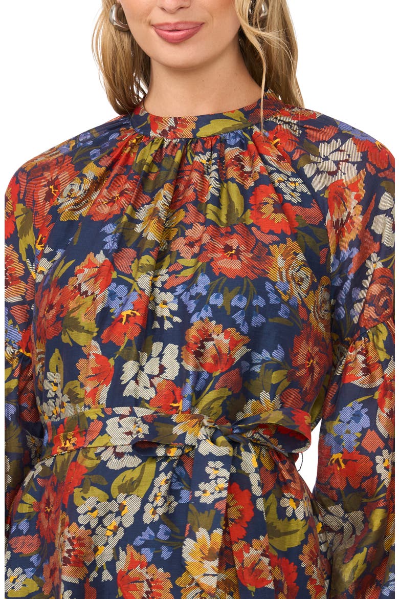 Floral Long Sleeve Minidress, Alternate, color, CLASSIC NAVY