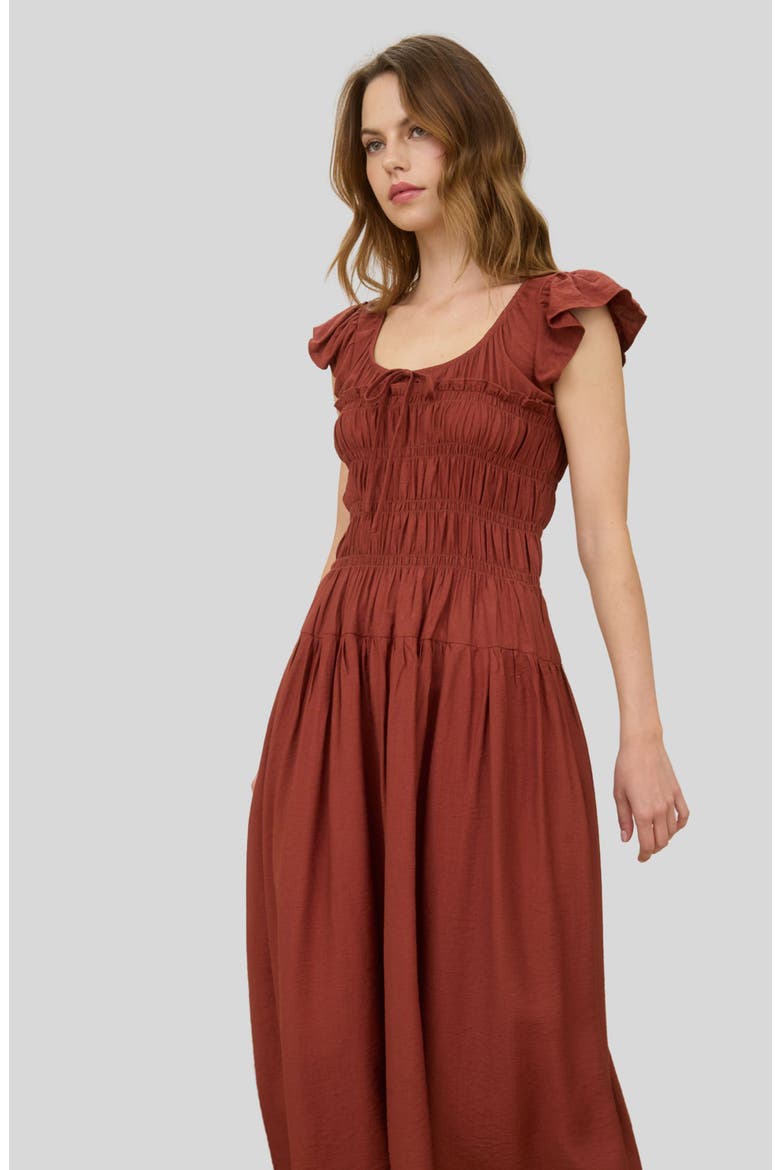 Shirred Maxi Dress, Alternate, color, SIENNA