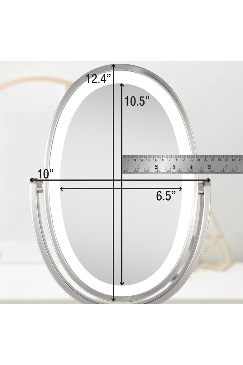 Newport Lighted Makeup Mirror with 5X/1X Magnification & Touch Pad, Alternate, color, Satin Nickel