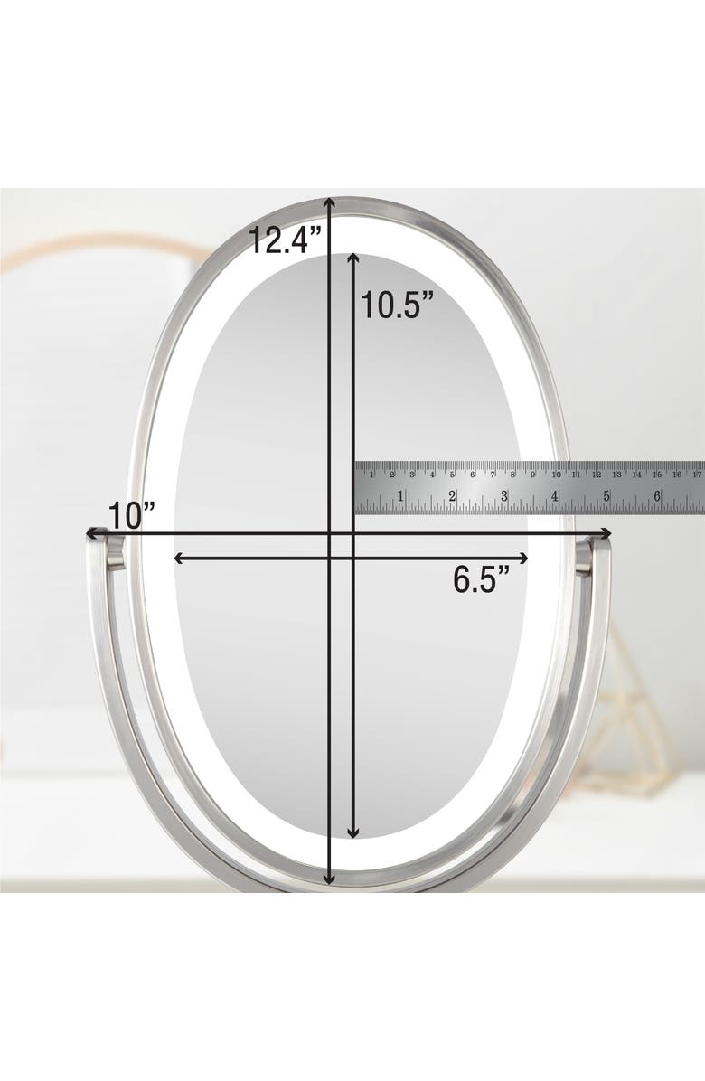 Zadro Newport Lighted Makeup Mirror with 5X/1X Magnification & Touch Pad, Alternate, color, Satin Nickel