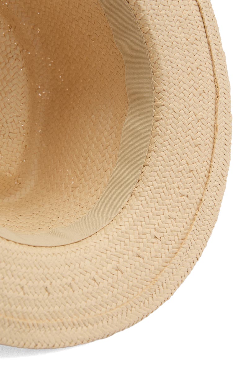 MANGO Woven Straw Fedora, Alternate, color, Beige