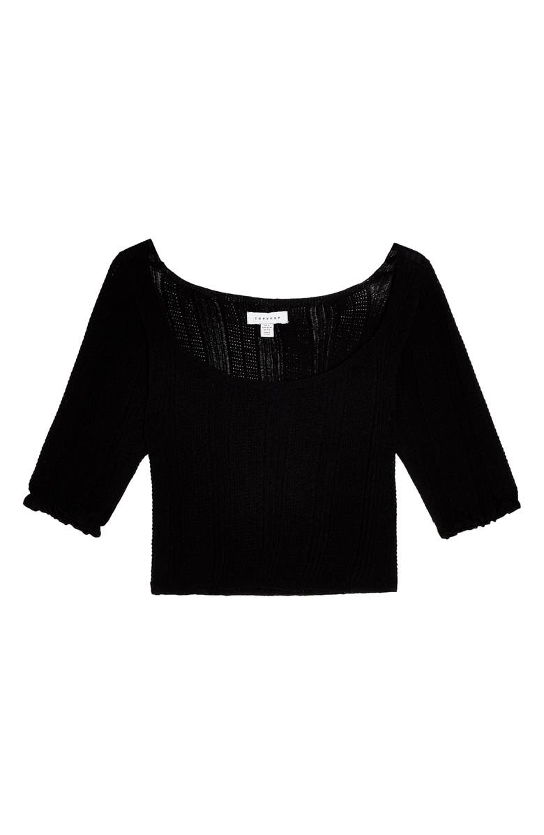 Topshop IDOL Frill Sleeve Crop Sweater, Alternate, color,