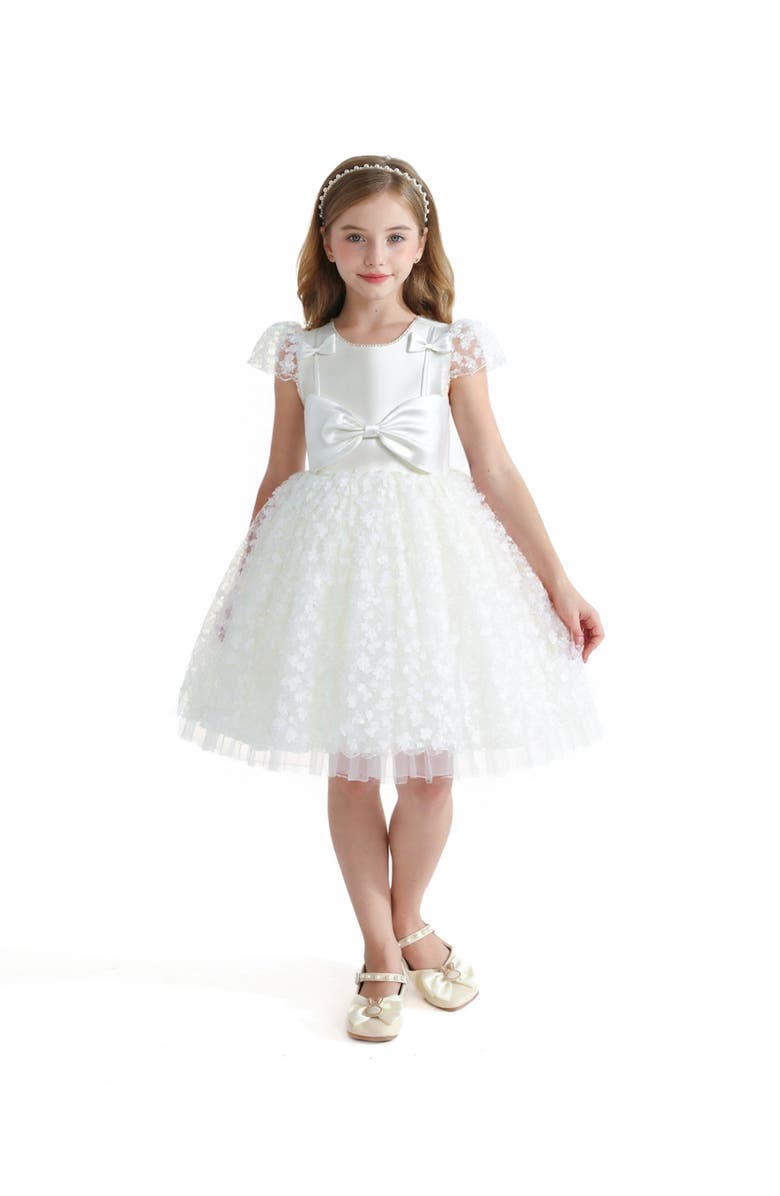 Tulleen Floral Bow Upton Dress, Alternate, color, White