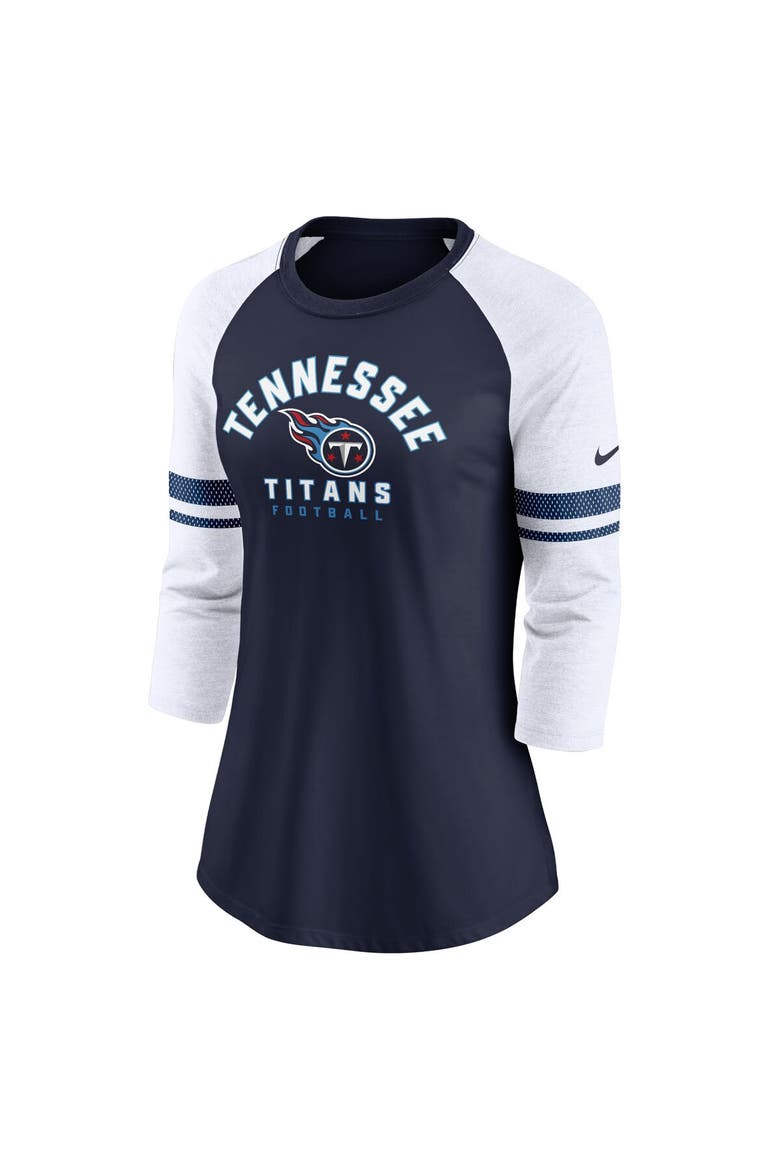 Women's Nike Navy Tennessee Titans 3/4-Sleeve Lightweight Raglan Fashion T-Shirt, Alternate, color, Navy