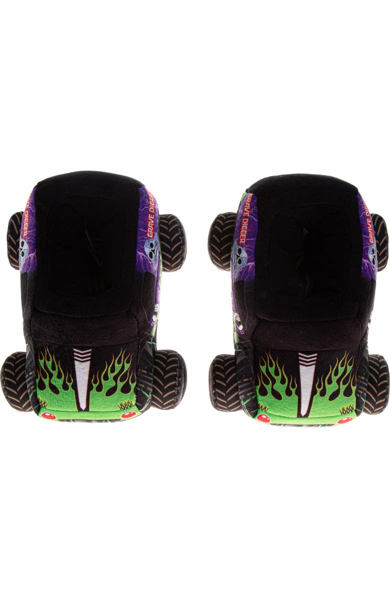 Monster Jam Grave Digger Plush Slippers, Alternate, color, Green Black