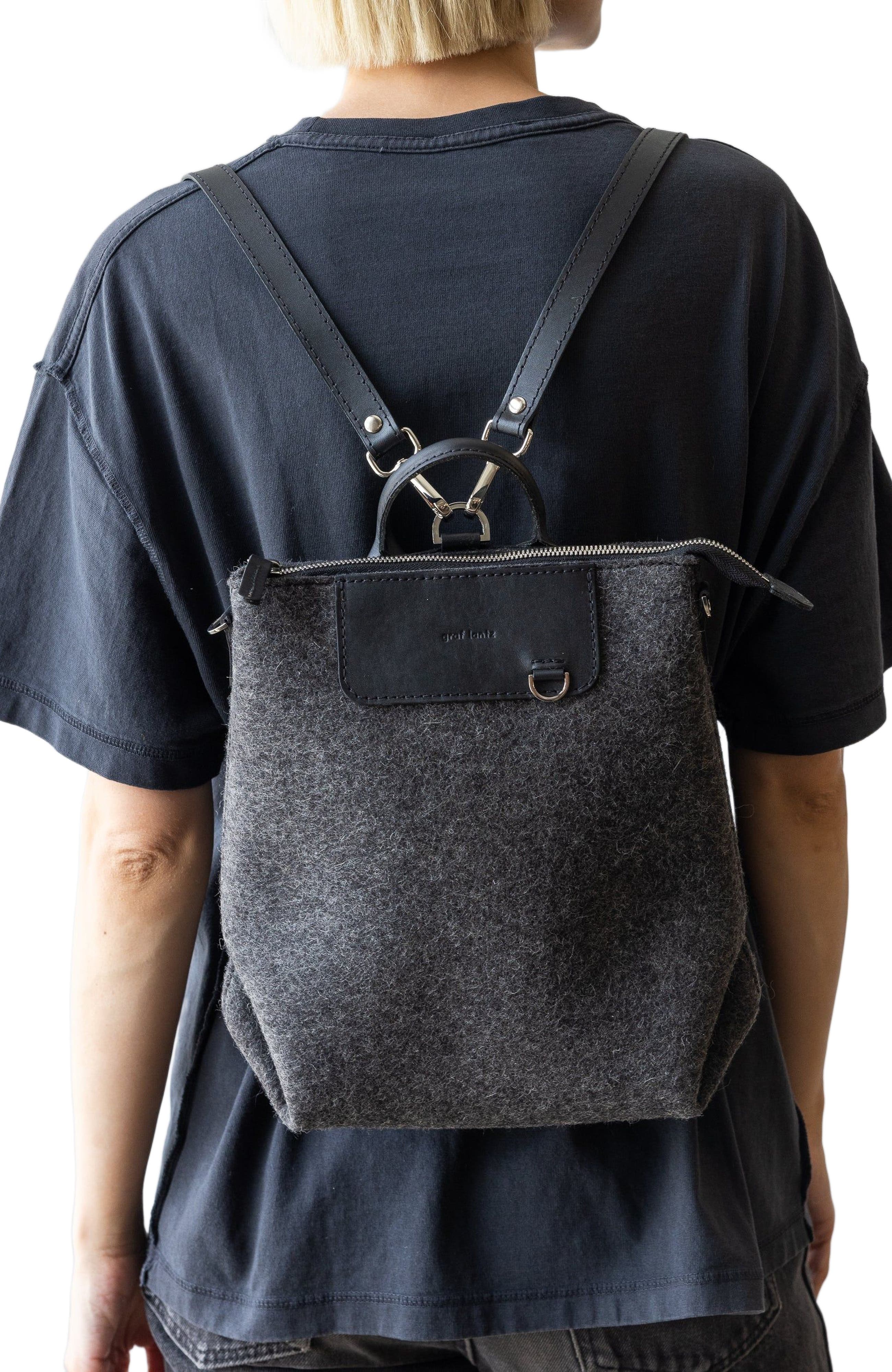 Graf Lantz Bedford Merino Wool Midi Backpack, Alternate, color, Charcoal Black