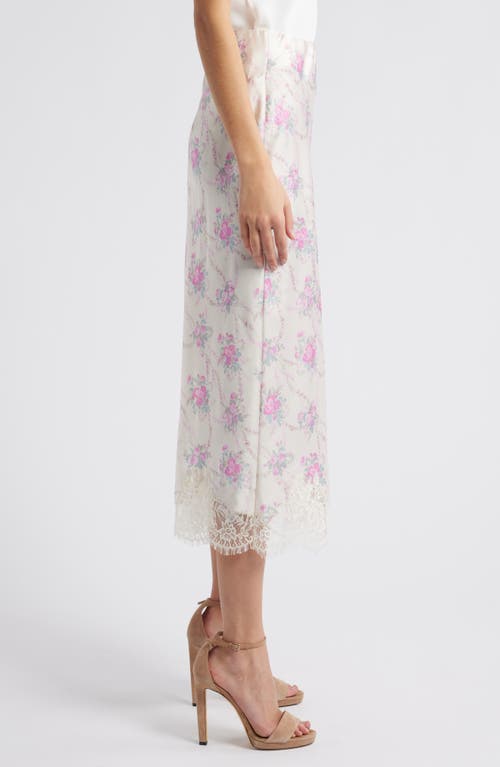 Loveshackfancy Malina Floral Lace Hem Skirt In Rose Picnic