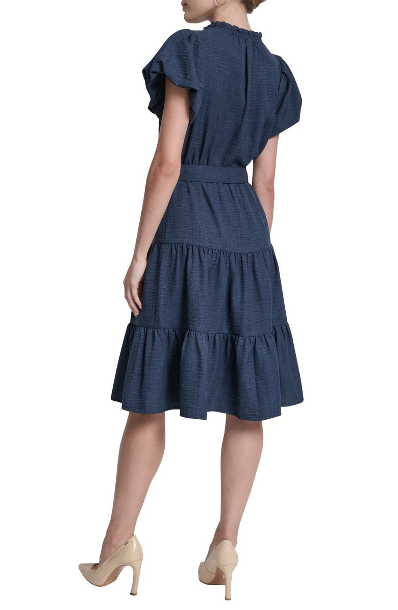 DKNY Bubble Sleeve Tiered Dress, Alternate, color, Indigo