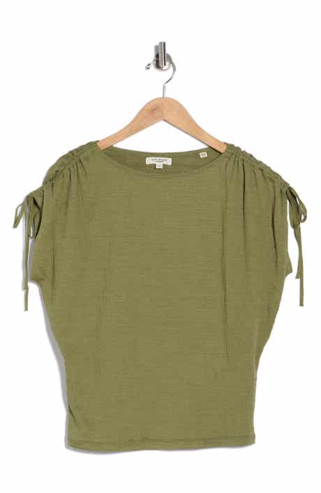 MAX STUDIO Ruched Shoulder Top