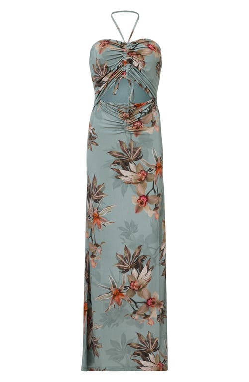 Allsaints Celia Cutout Halter Maxi Dress In Multi