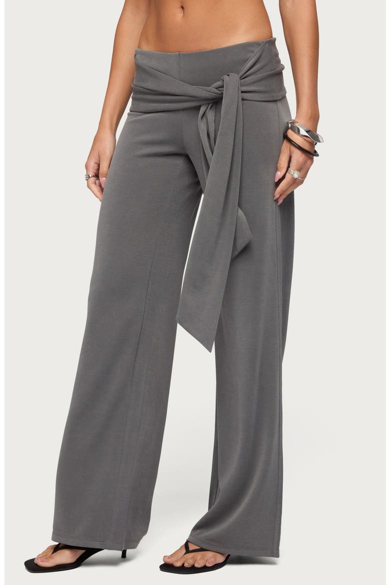 Xyla Waist Tie Straight Leg Pants, Alternate, color, DARK-GRAY