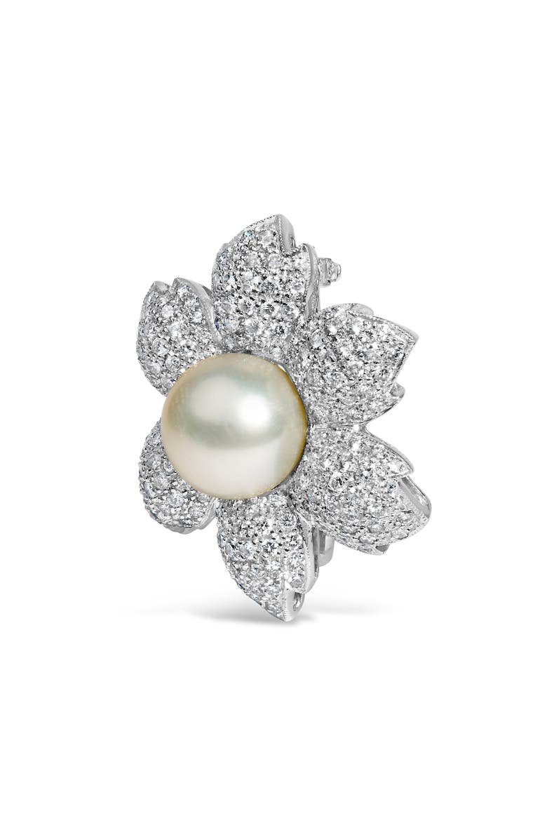 Haus of Brilliance 18K Gold 2 3/4 Cttw Diamond and Pearl Floral Brooch Pin, Alternate, color, White