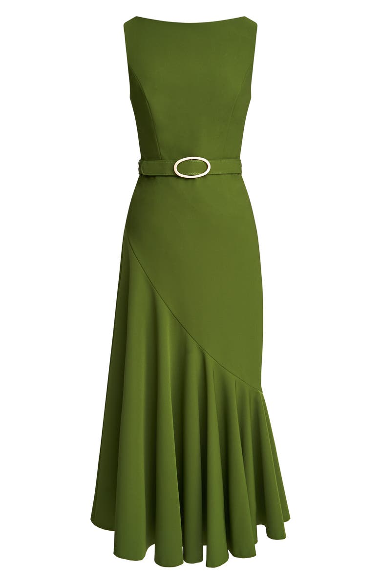 Kay Unger Gianna Belted Cocktail Dress, Alternate, color, Green Garden