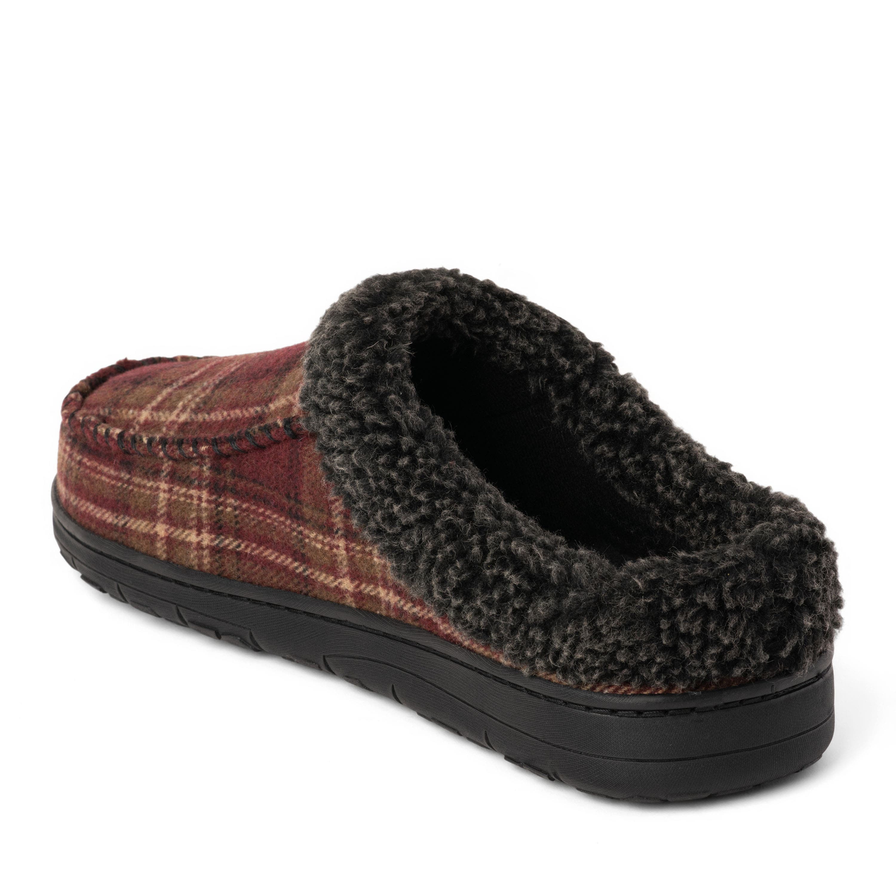 Microsuede Clog Slippers, Alternate, color, RED PLAID
