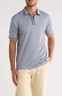 DENIM AND FLOWER Geometric Quarter Zip Performance Polo