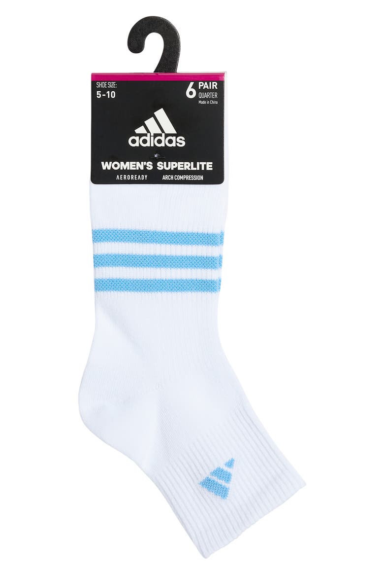 6-Pack Superlite Quarter Performance Socks, Alternate, color, WHITE